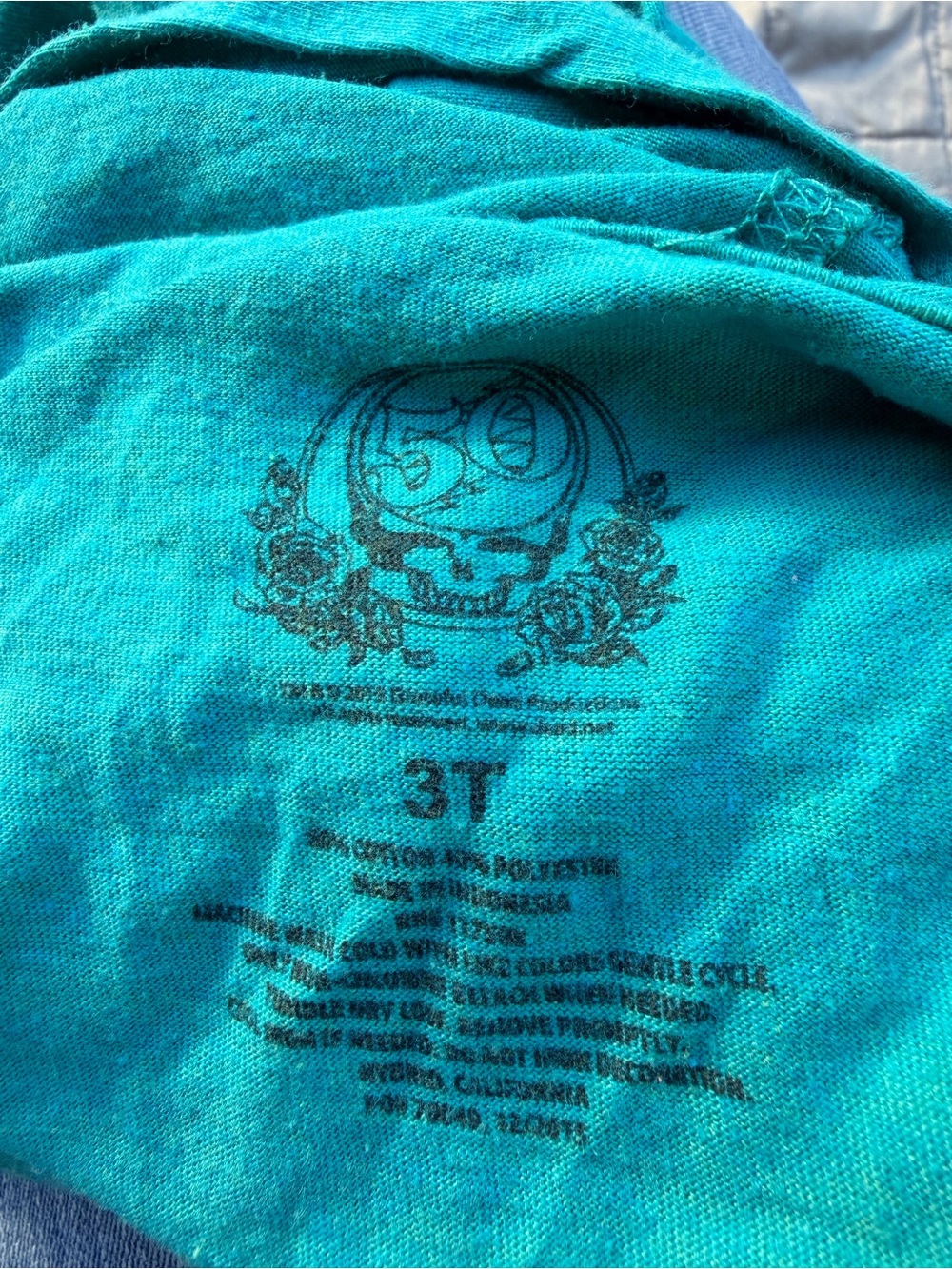 HP! Grateful Dead Short Sleeve Hoodie Dancing Bear 3t Boy Girl Concert Top Shirt - Picture 3 of 3